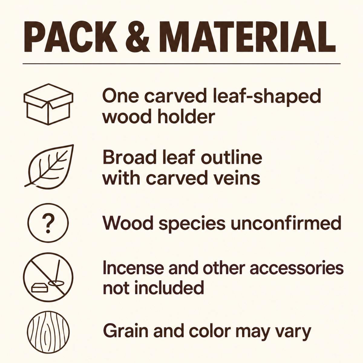Carved Broad Leaf Wood Incense Holder — pack