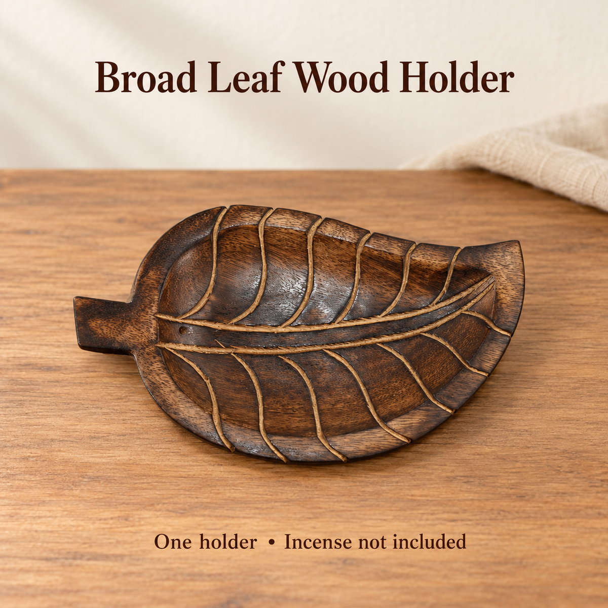 Carved Broad Leaf Wood Incense Holder — product-03
