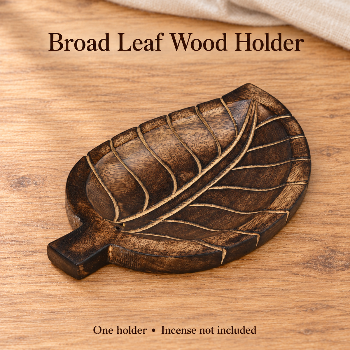 Carved Broad Leaf Wood Incense Holder — product-05