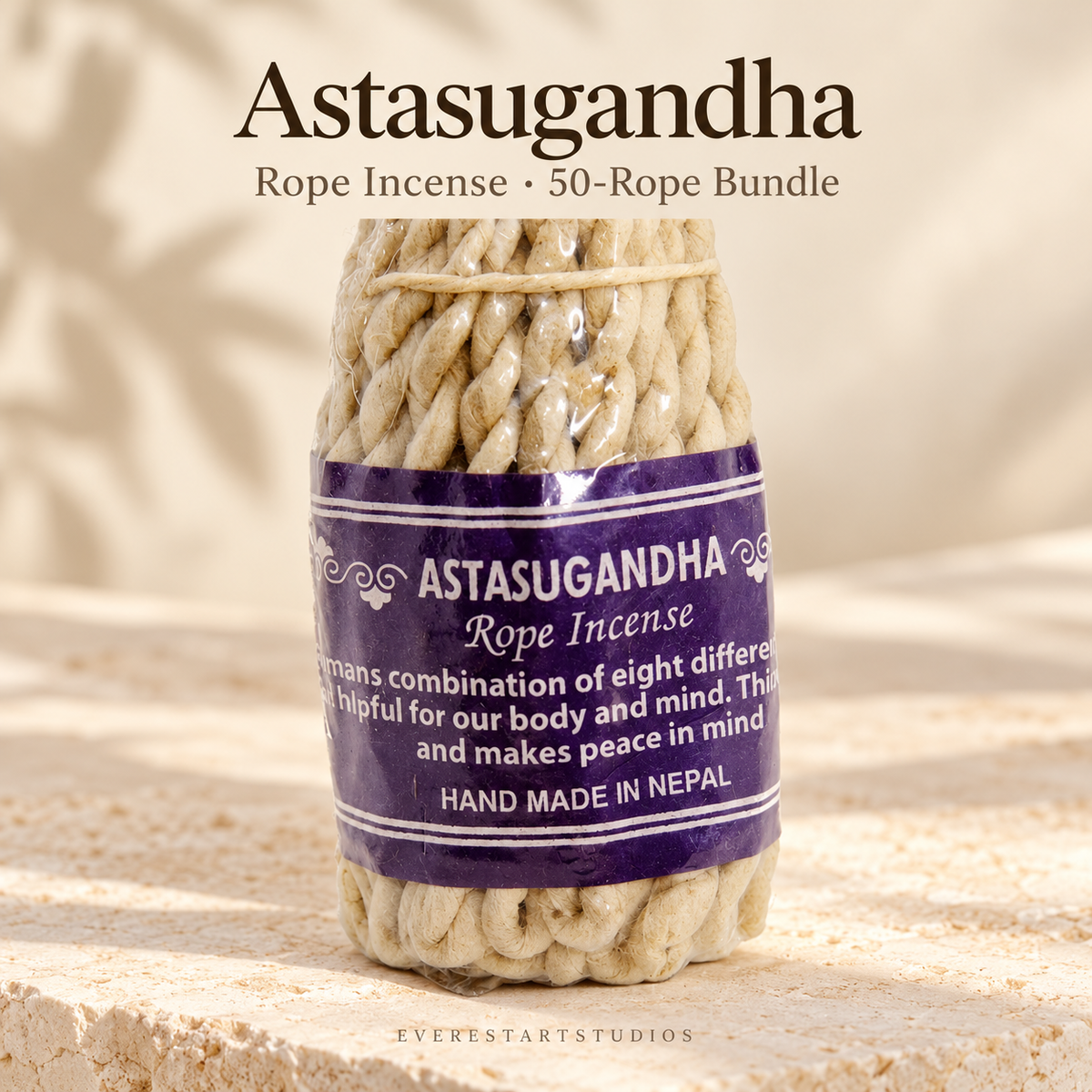 Astasugandha rope incense, one50-ropebundle, original bundle detail shown