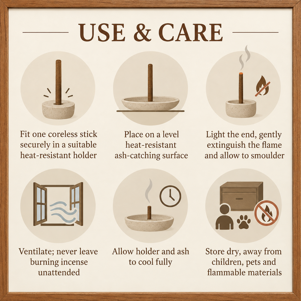 Buddha-Chitta Incense — Five Wrapped Selections with Basic Holder | care
