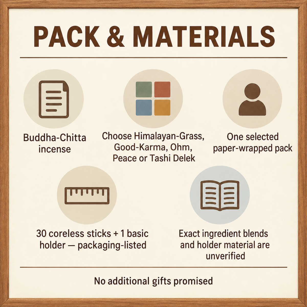 Buddha-Chitta Incense — Five Wrapped Selections with Basic Holder | pack