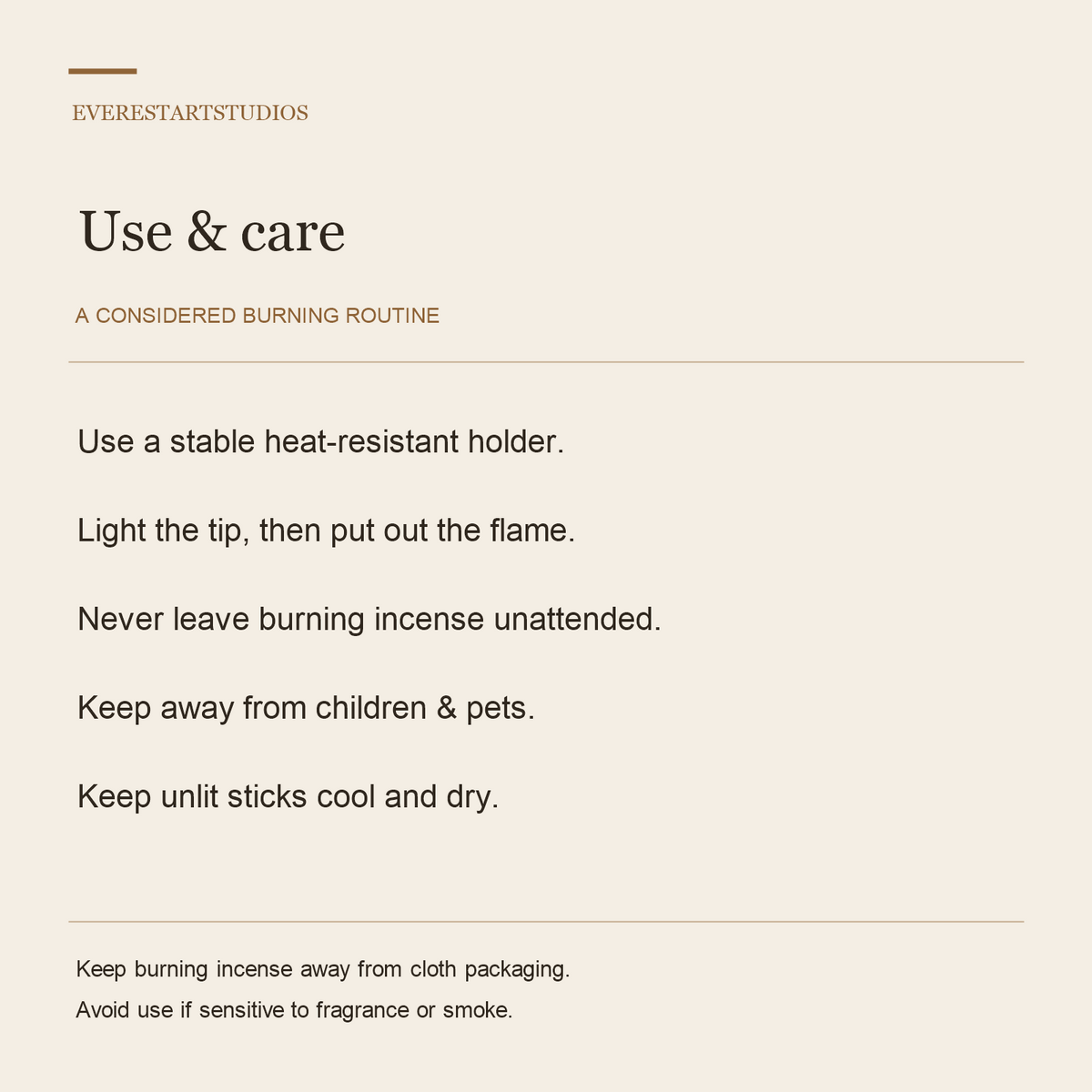 Himalayan incense — care