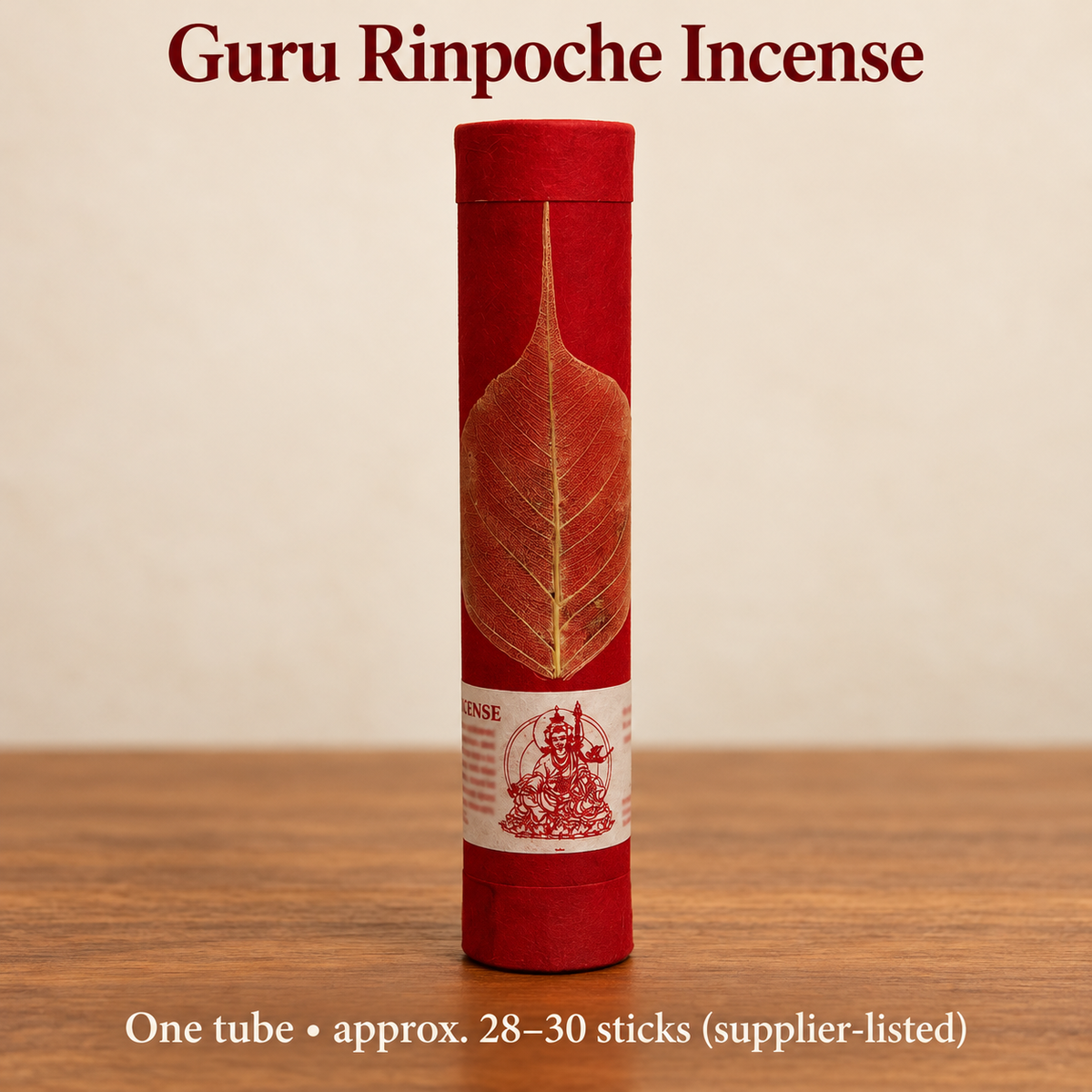 Guru Rinpoche original coloured leaf-decorated incense tube