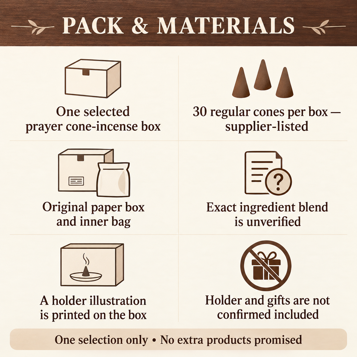 Prayer Cone Incense — Five Packaging Selections, 30 per Box | pack