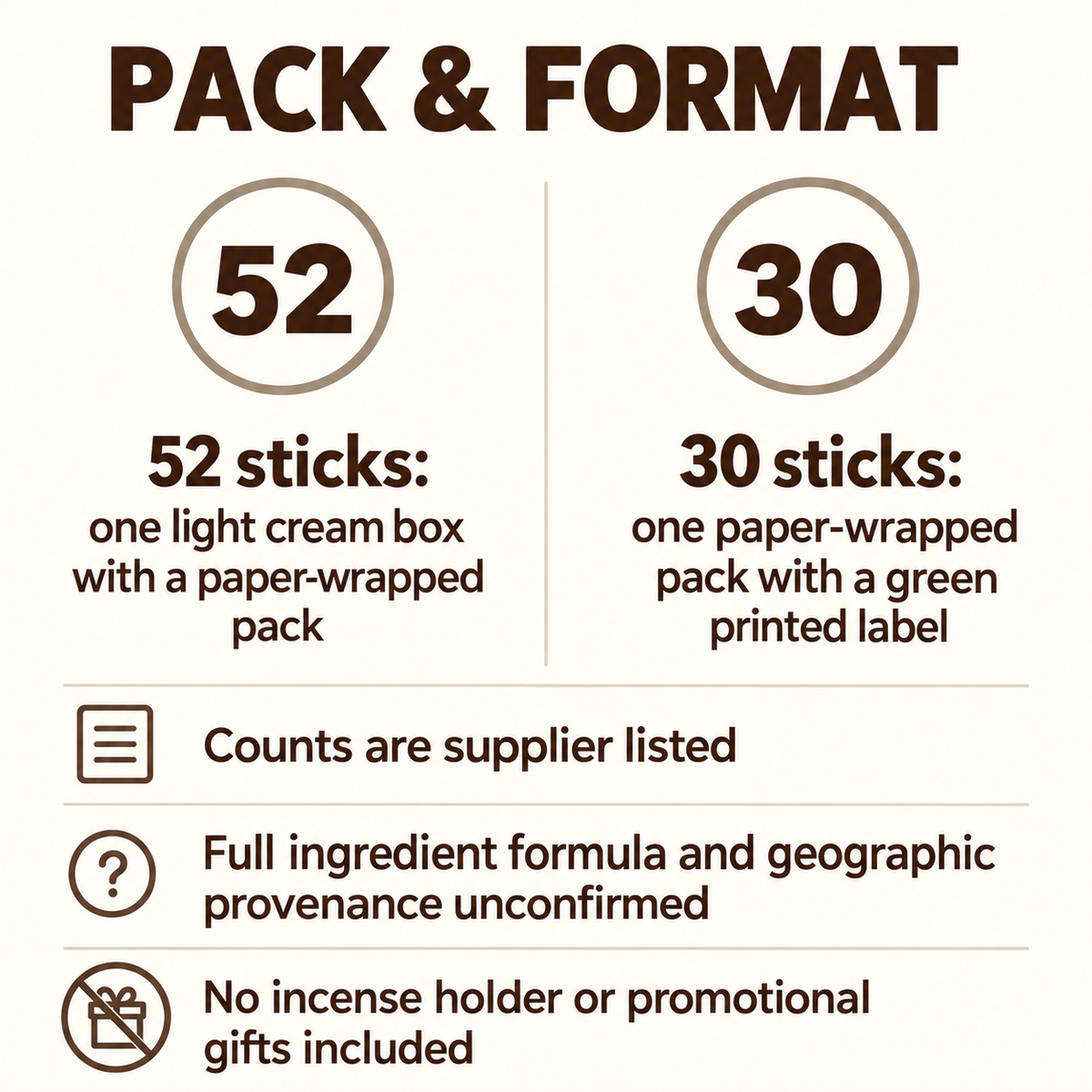 Bhutan-Style Ritual Incense — 52- and 30-Stick Pack Options — pack