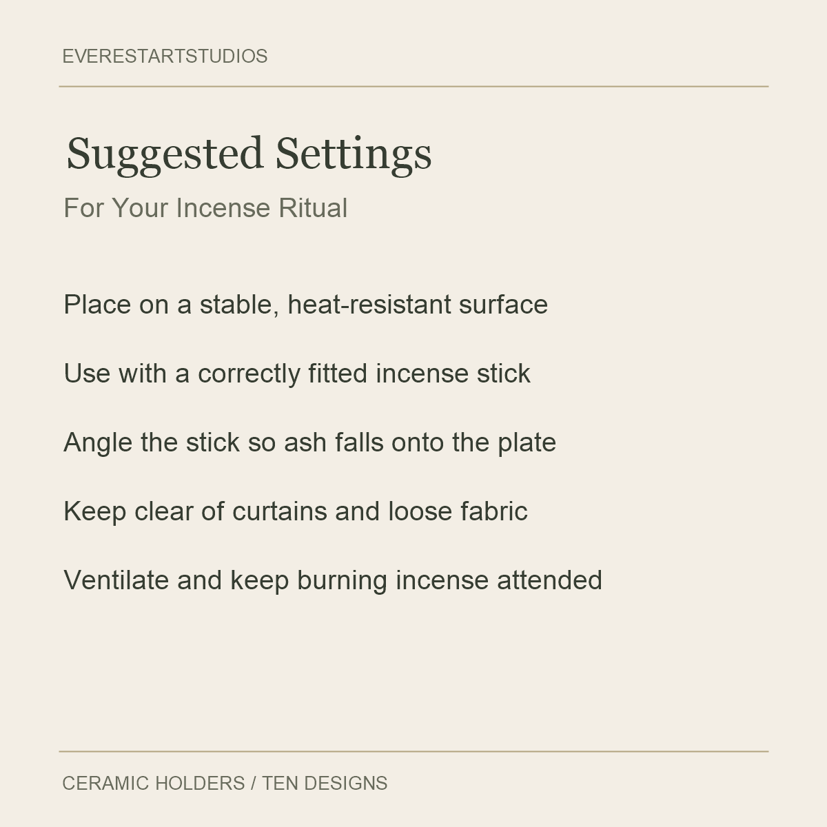 Decorative Ceramic Incense Holders — Suggested Settings