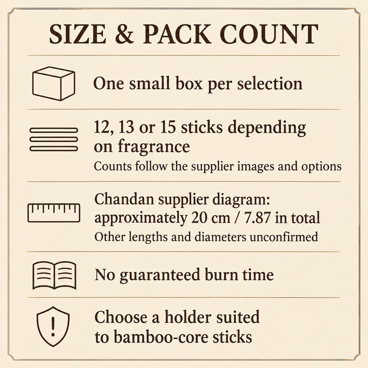 Balaji Incense Sticks — Eight Fragrances, Individual Small Boxes — size