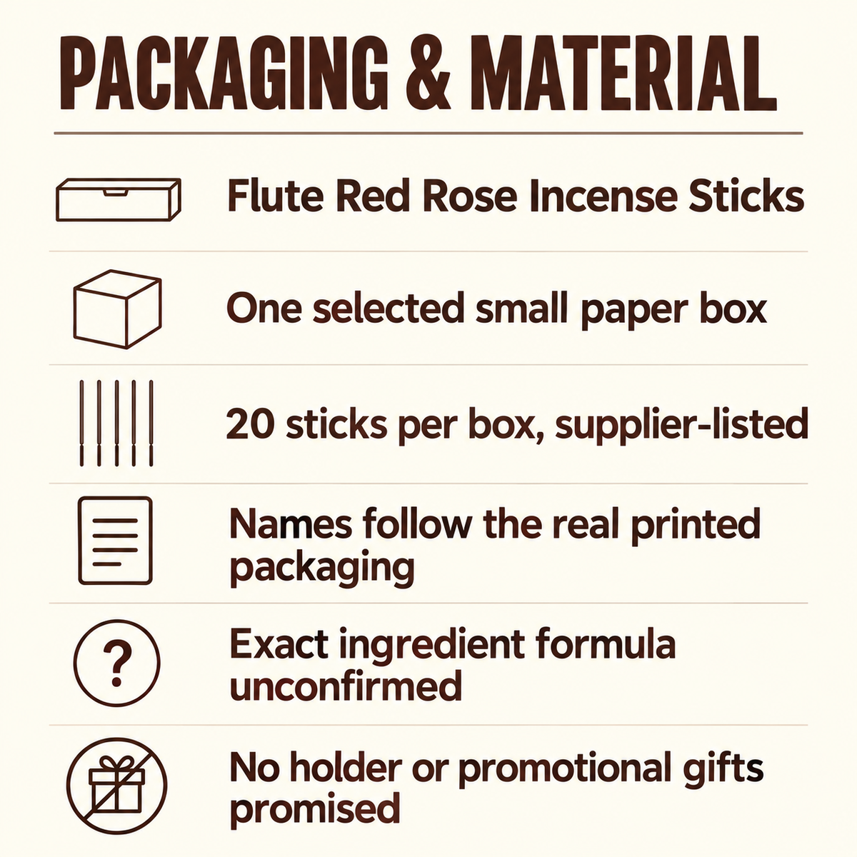 Flute Red Rose Incense Sticks — 20-Stick Small Box — pack
