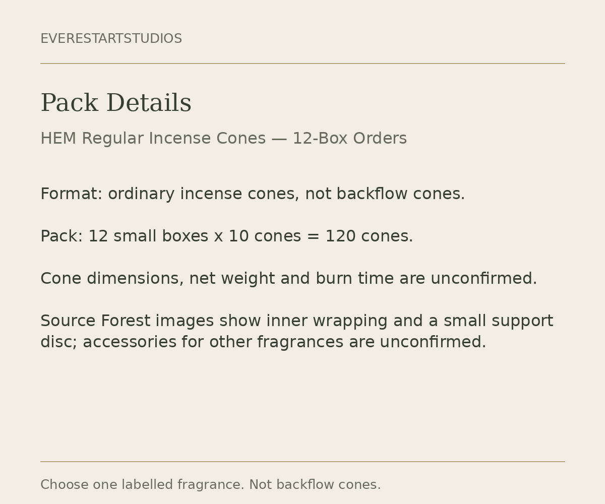HEM regular incense cone 12-box120-cone order specifications information