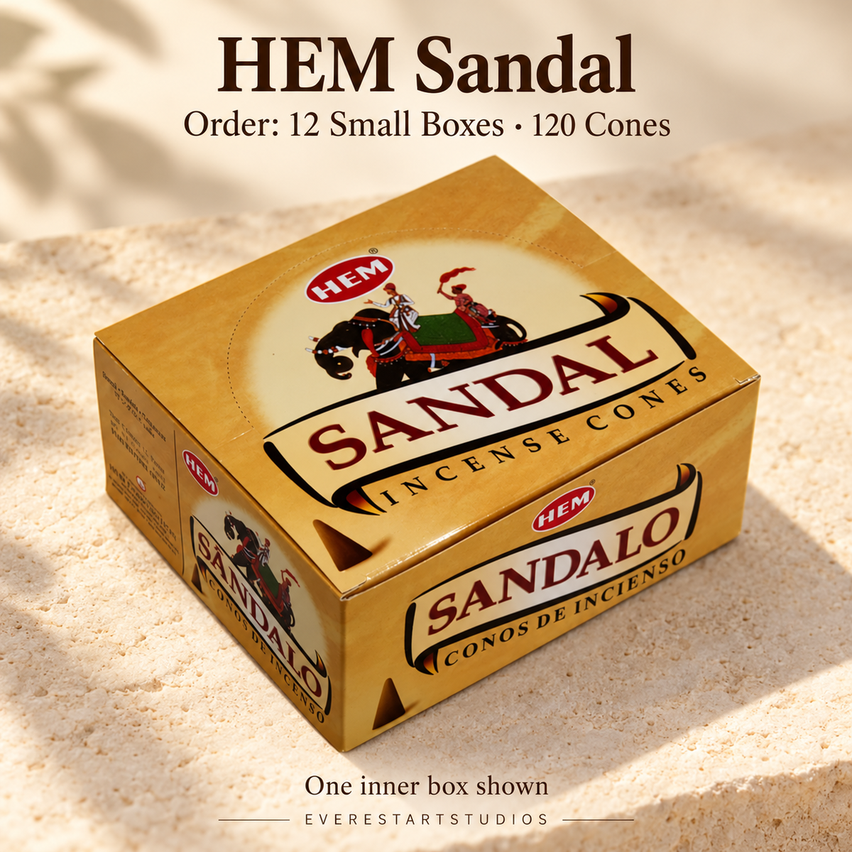 HEM Sandal, selected order12smallboxes120regularcones; one inner box shown