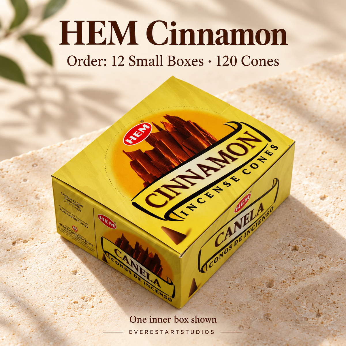 HEM Cinnamon, selected order12smallboxes120regularcones; one inner box shown
