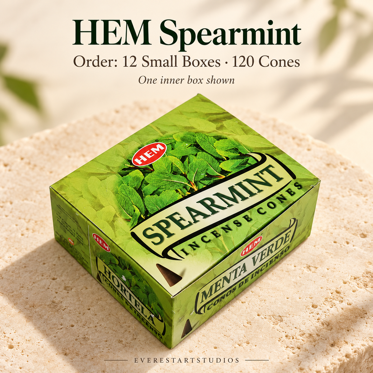 HEM Spearmint, selected order12smallboxes120regularcones; one inner box shown