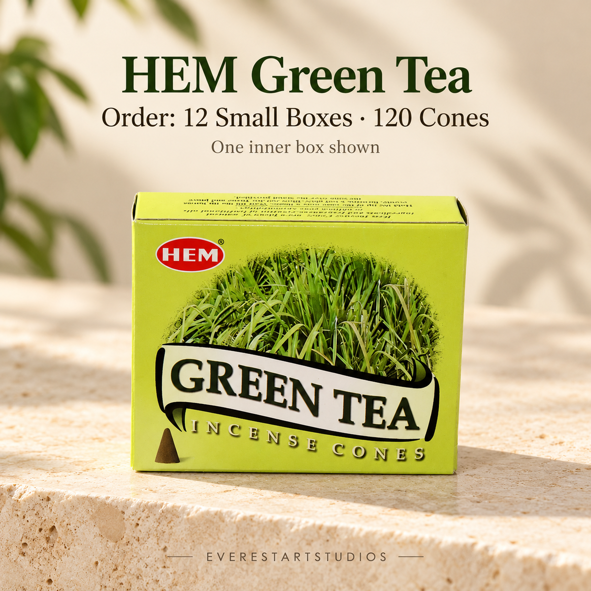 HEM Green Tea, selected order12smallboxes120regularcones; one inner box shown