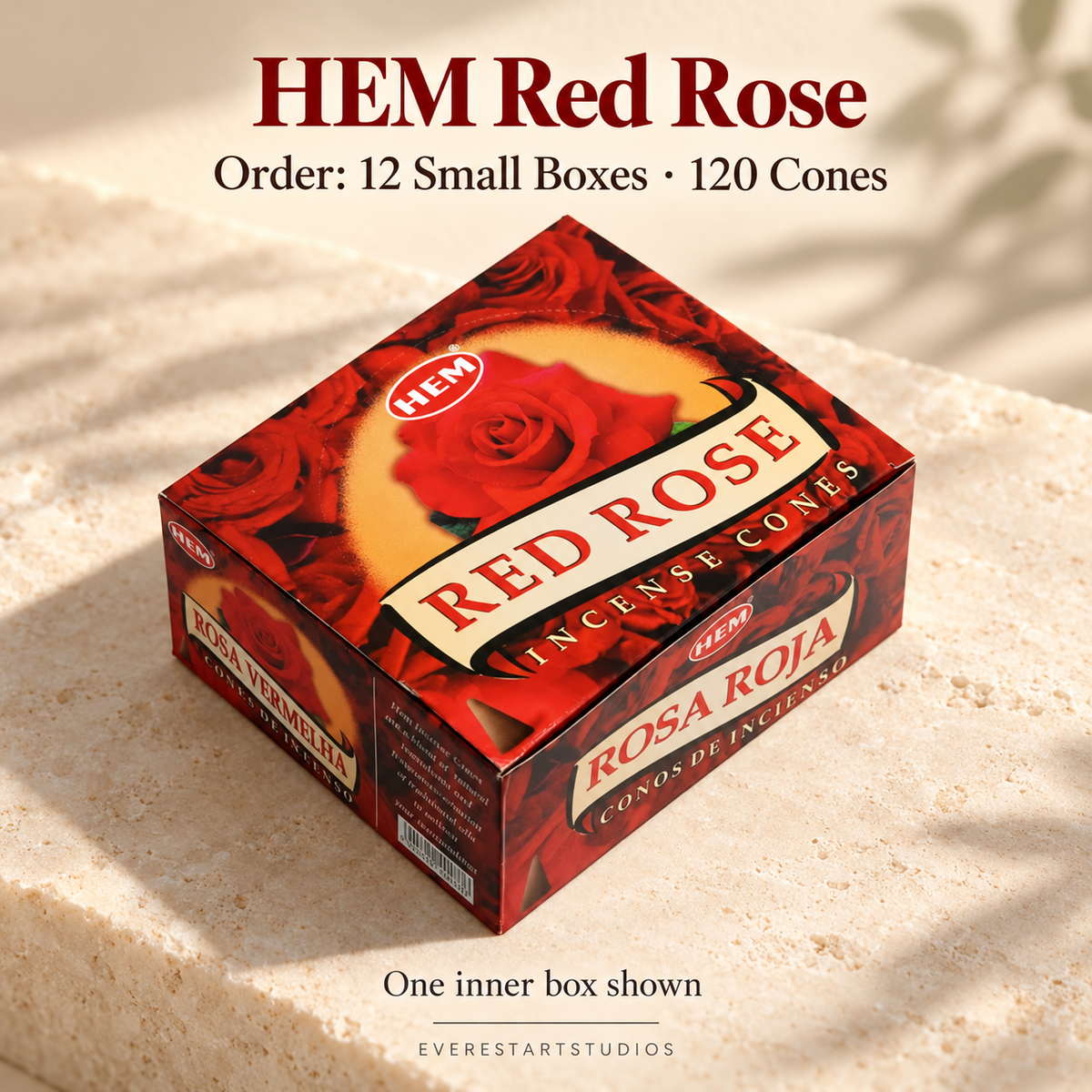 HEM Red Rose, selected order12smallboxes120regularcones; one inner box shown