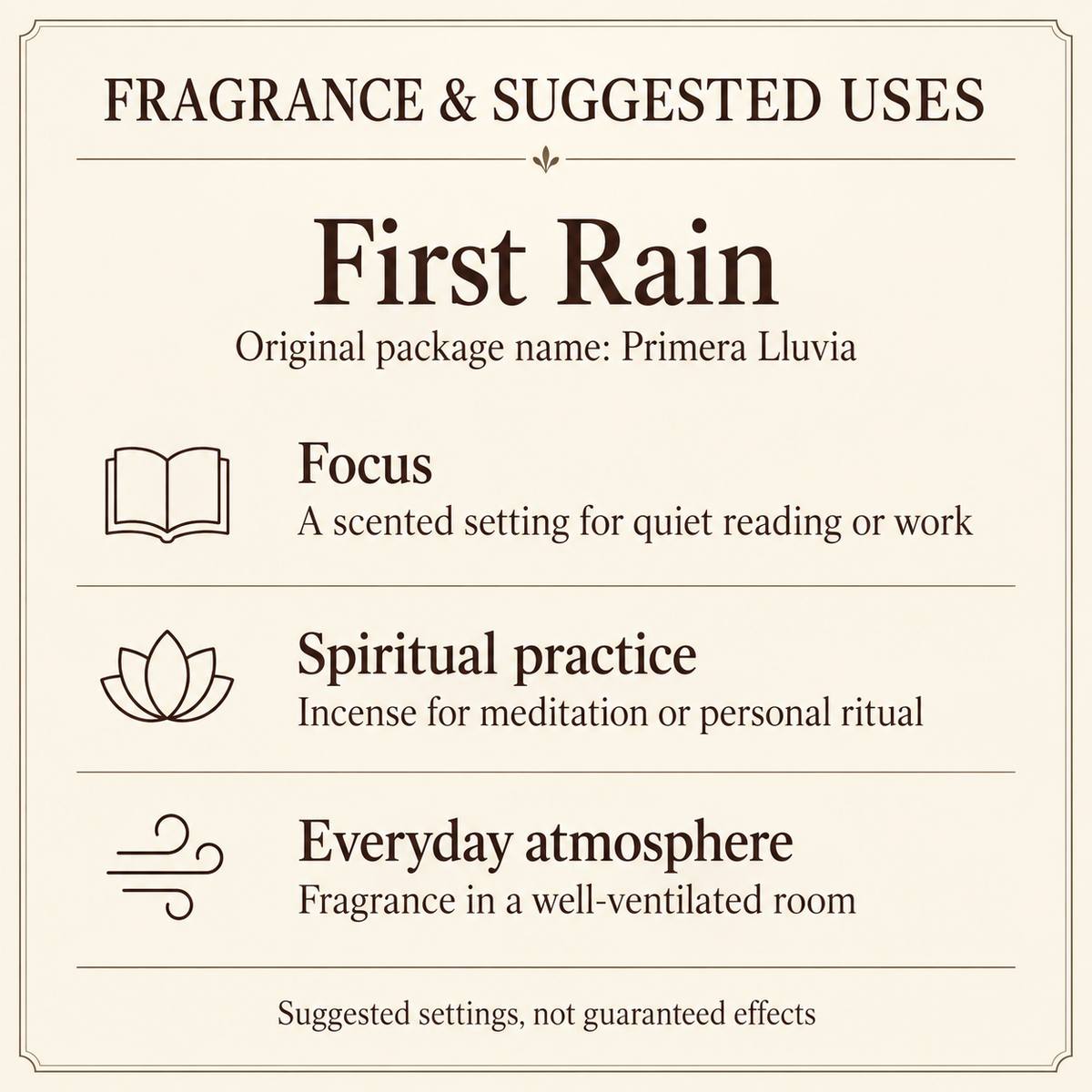 HEM First Rain Incense Sticks — Small Box or 120-Stick Carton — uses