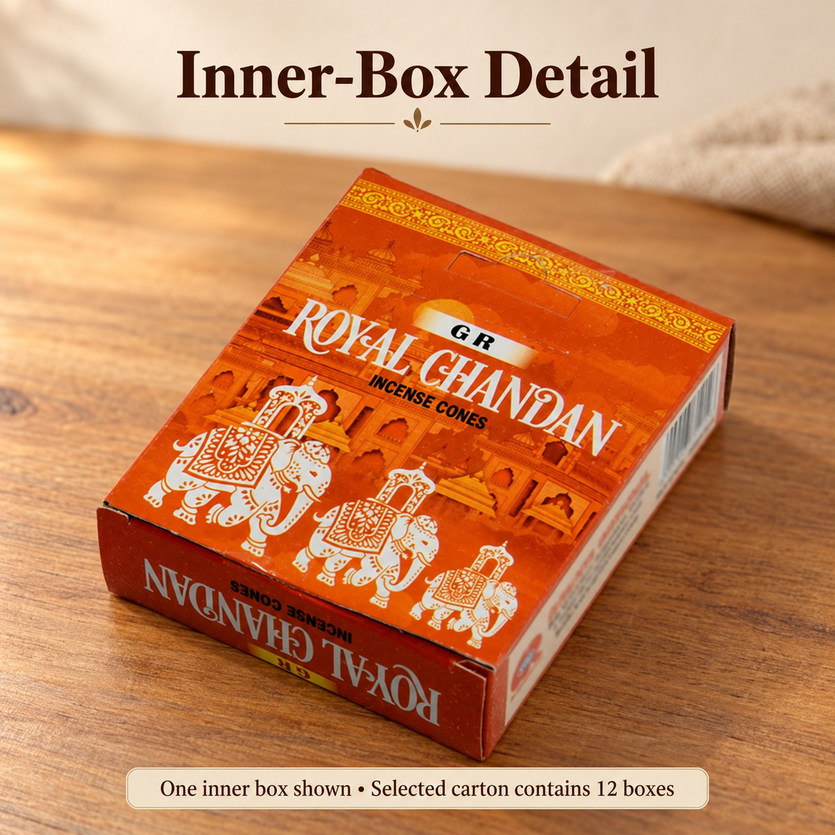 GR Royal Chandan Cone Incense — 12-Box Carton, 120 Ordinary Cones | product-03