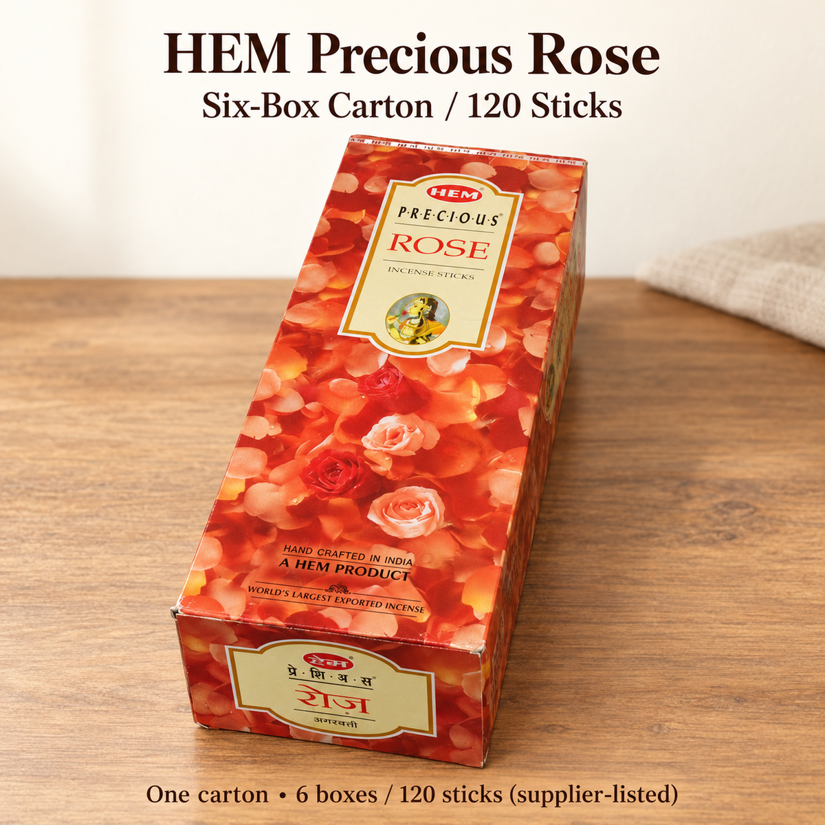 HEM Precious Rose Incense Sticks — Six-Box Carton, 120 Sticks — product-03
