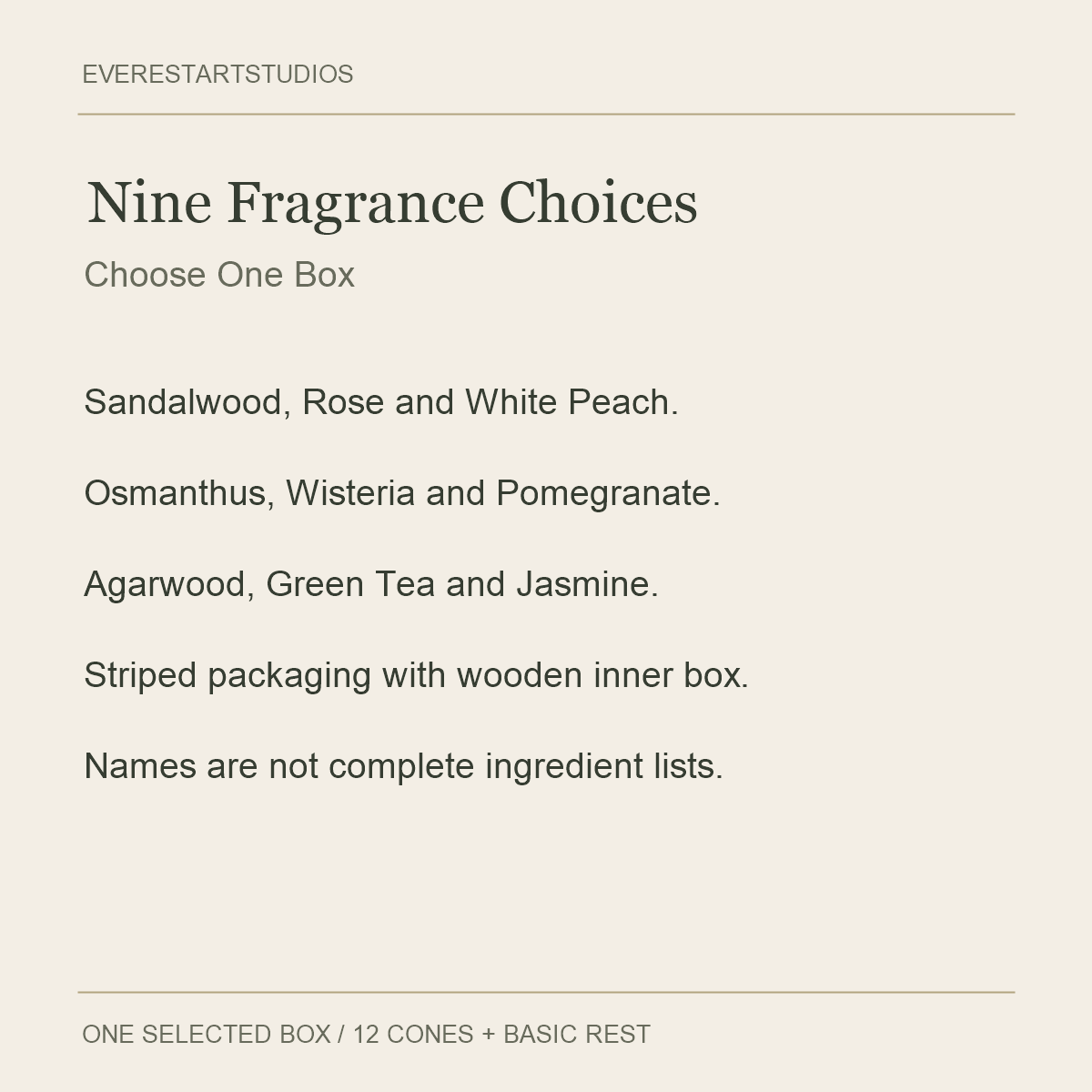 Nippon Kodo Incense Cones — Nine Fragrances — fragrance
