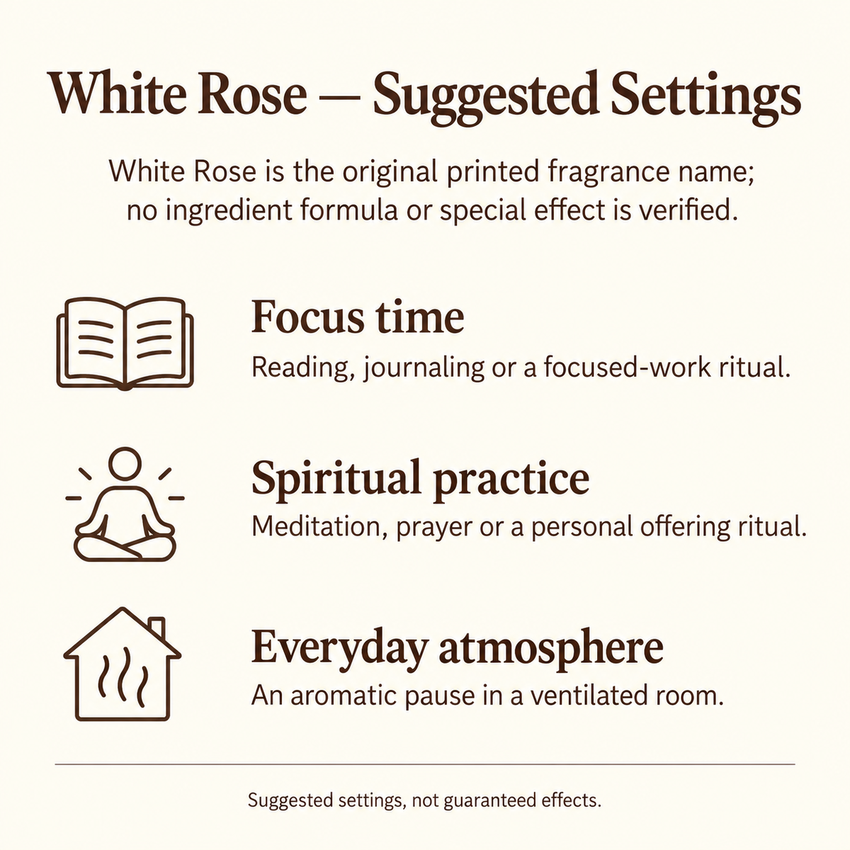 White Rose incense focus, spiritual and everyday suggested settings