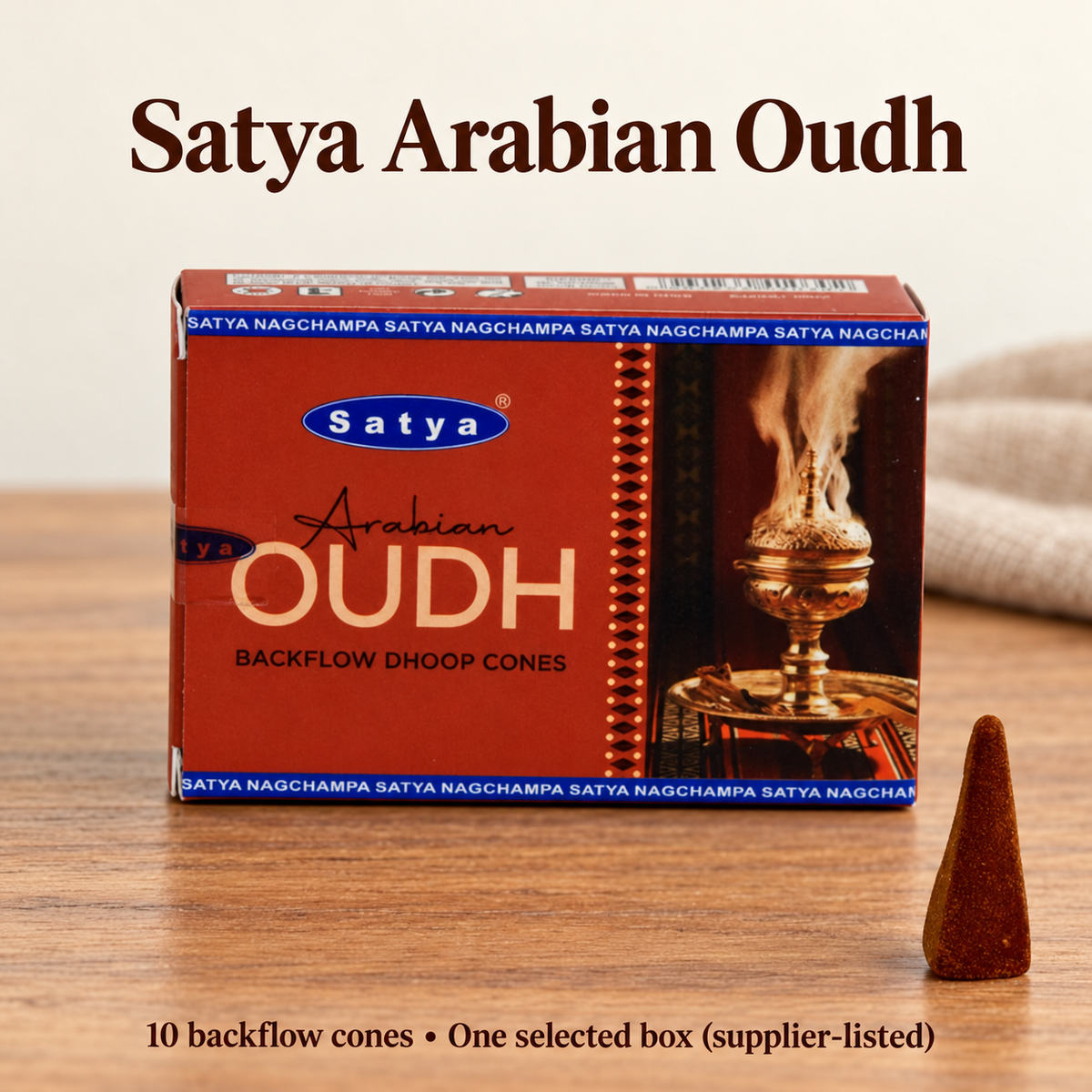 Satya Backflow Dhoop Cones — 24 Fragrance Selections, 10 per Small Box | variant-12