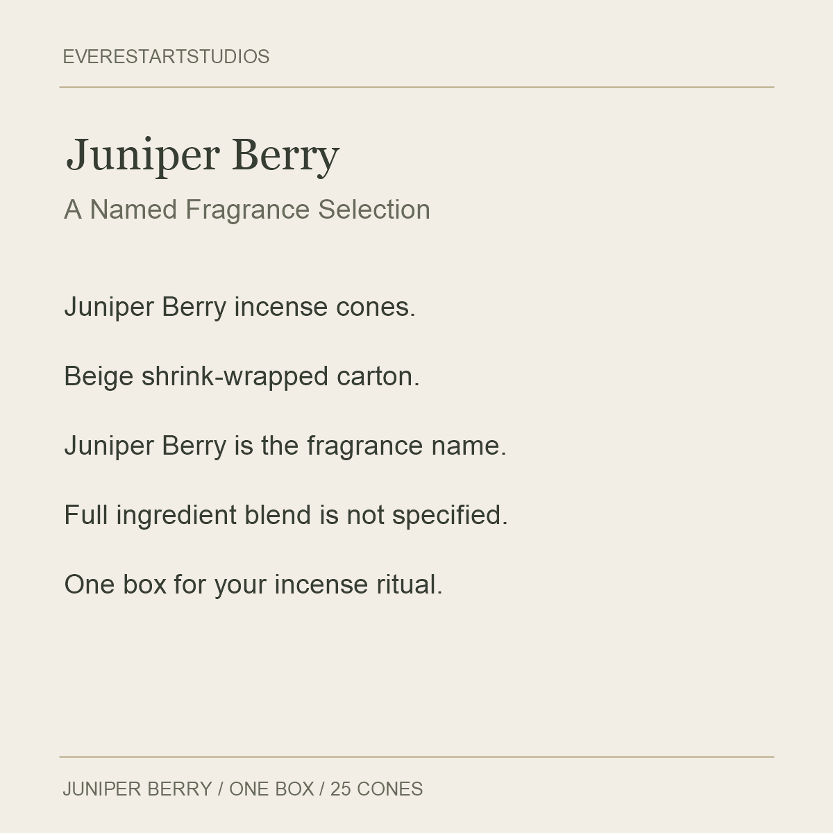 Juniper Berry fragrance selection and packaging
