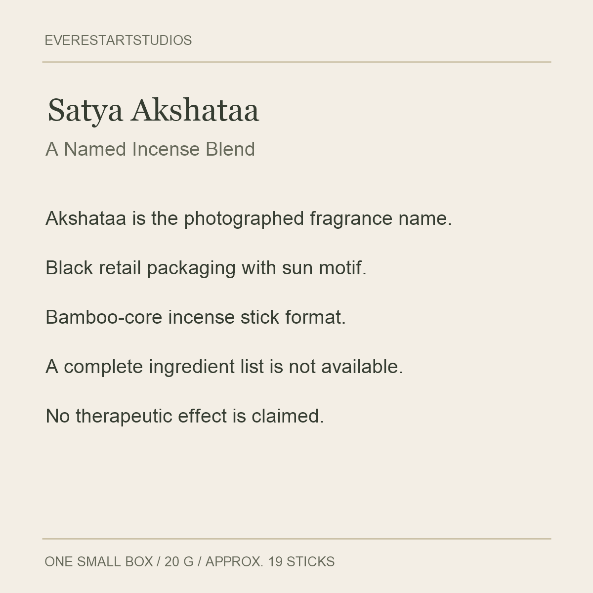 Satya Akshataa Incense Sticks — 20 g — fragrance