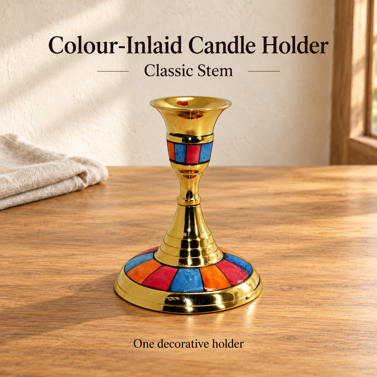 Colour-Inlaid Candle Holder — Classic Stem