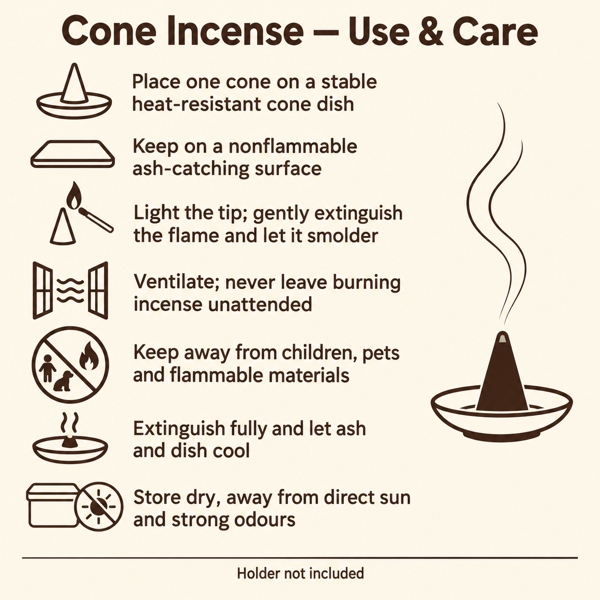 SAMADHI cone incense use and care guide