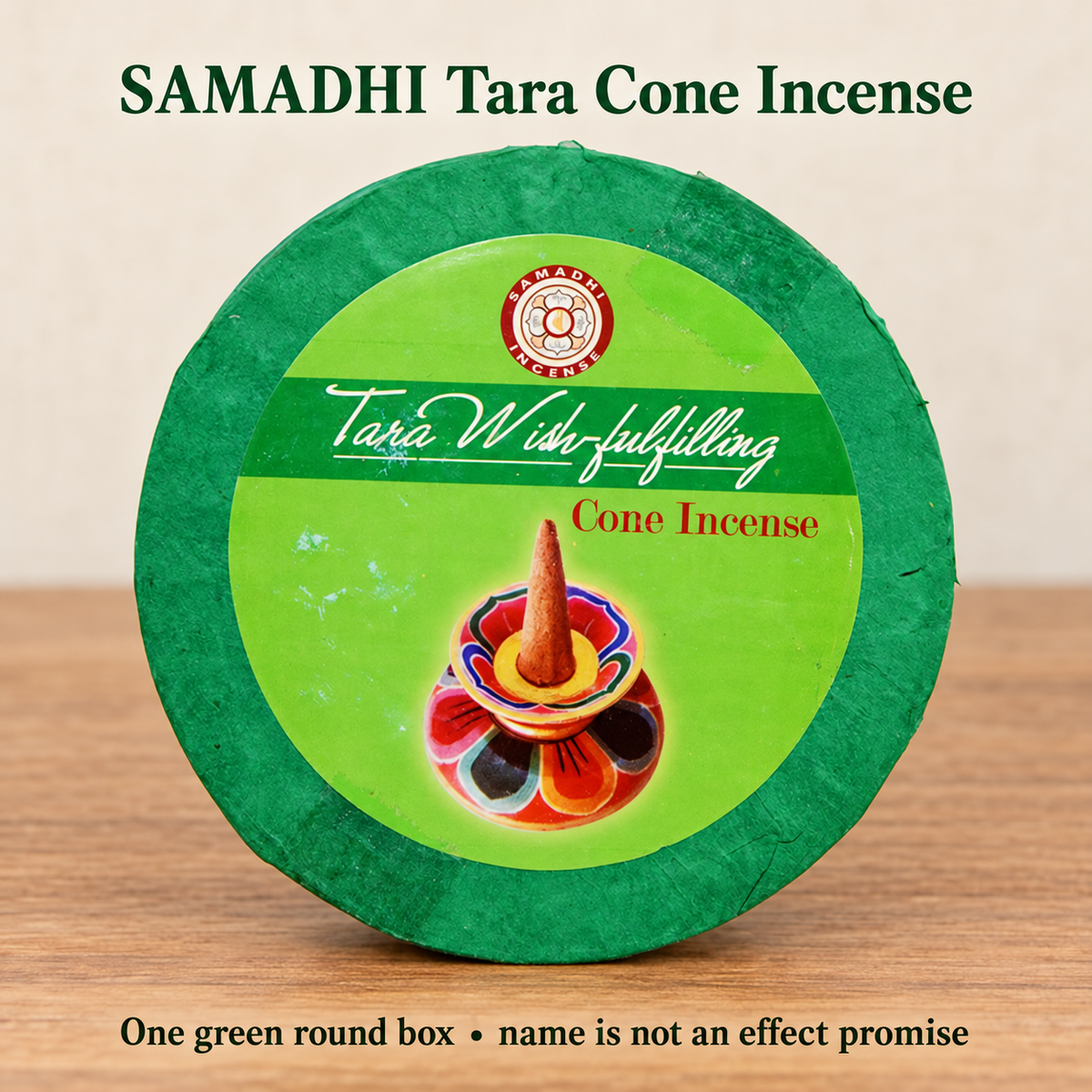 SAMADHI Tara original green round cone incense box
