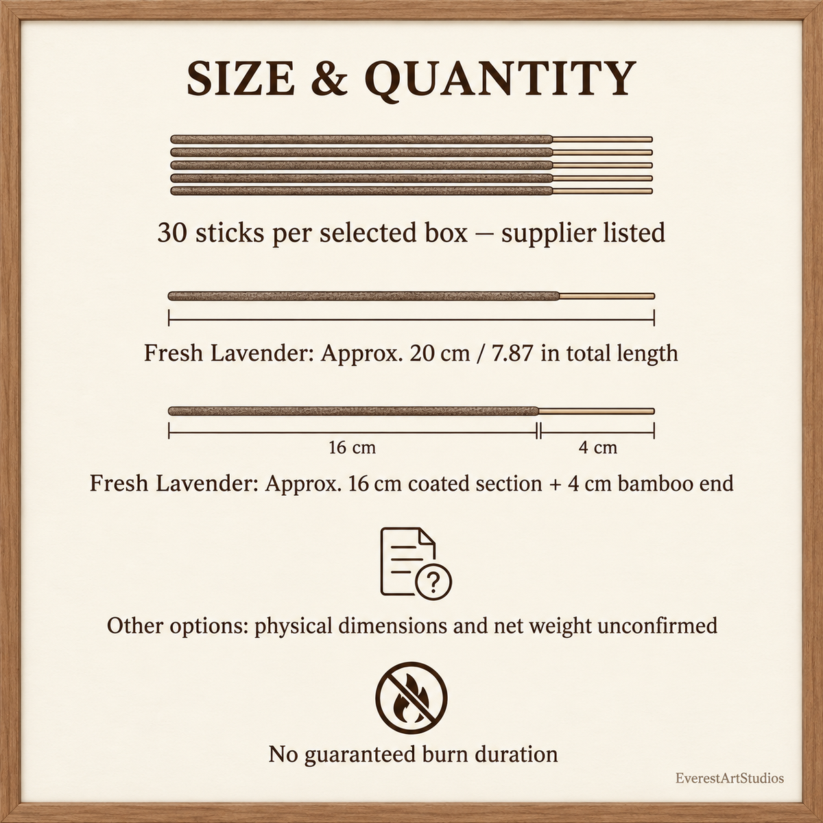 Supplier-listed dimensions and package quantity