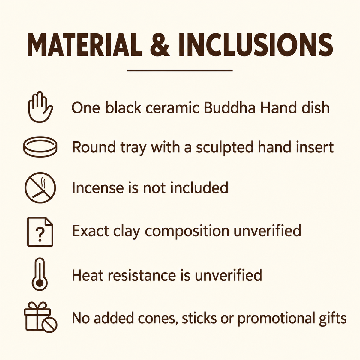 Black Ceramic Buddha Hand Incense Dish — Approx.12 cm Holder | pack