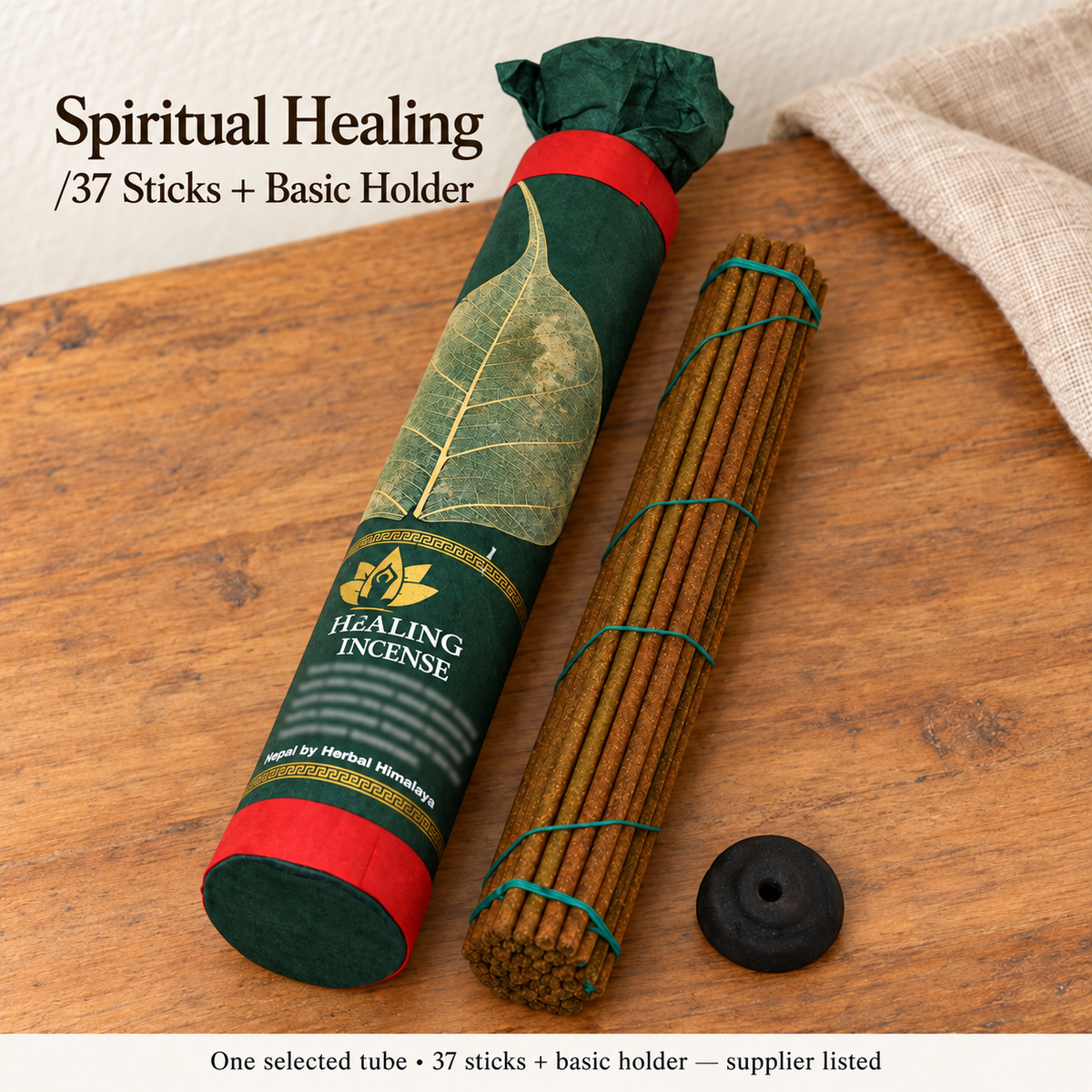 Herbal Himalaya Leaf-Wrapped Incense — 37 Sticks + Basic Holder — variant-01