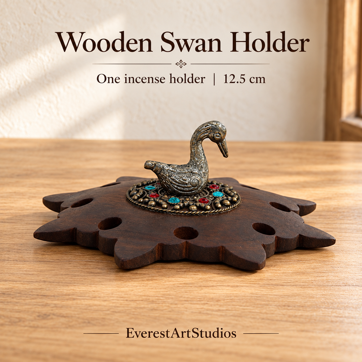 Wooden Swan Incense Holder — 12.5 cm — variant-01