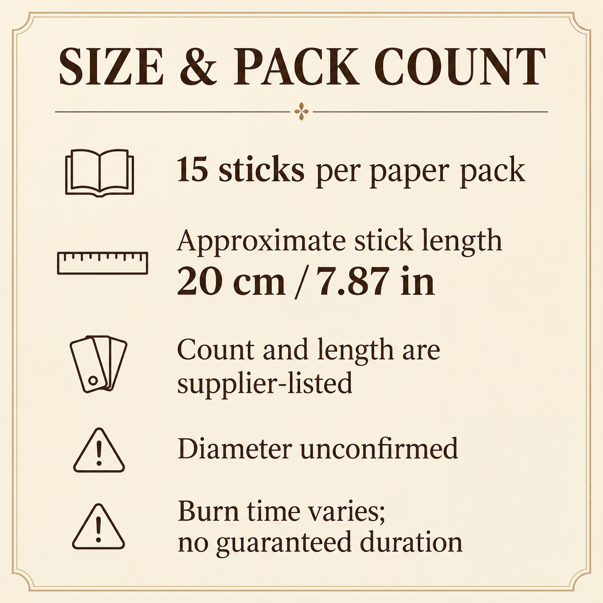 Himalayan Incense Sticks in Decorative Paper Packs — 21 Fragrances — size