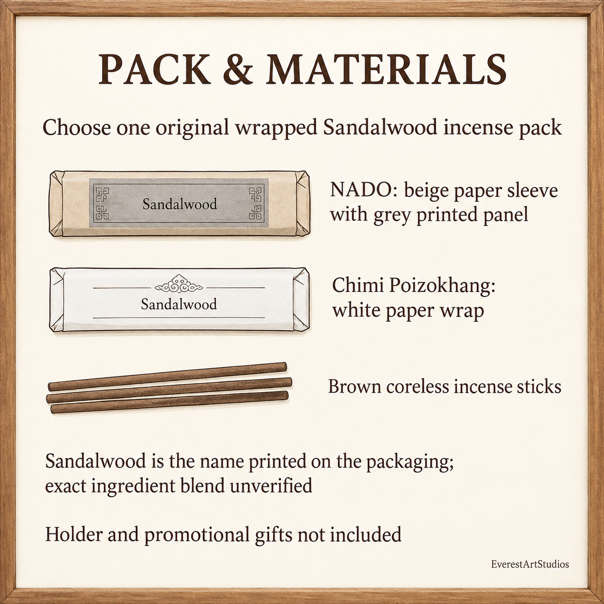 NADO & Chimi Sandalwood Incense — Coreless Wrapped Packs | pack