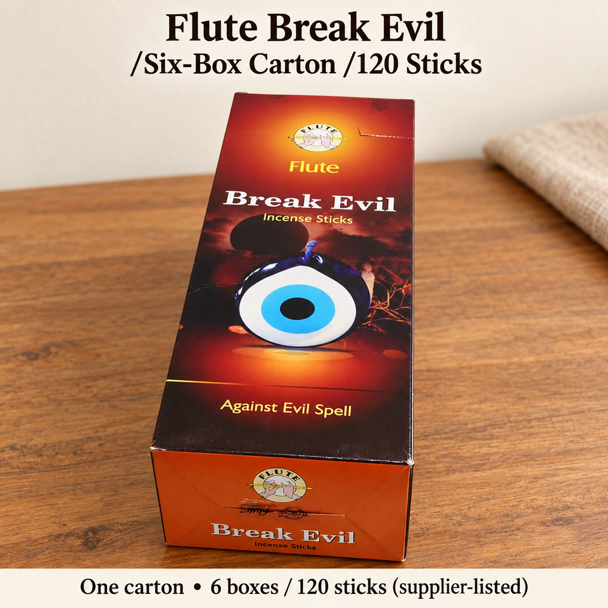 Flute Break Evil Incense Sticks — Six-Box Carton, 120 Sticks — product-02