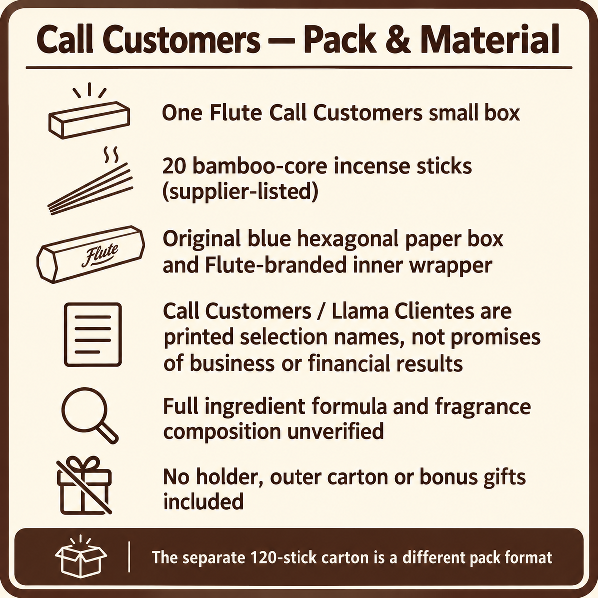 Flute Call Customers small-box packaging and material guide