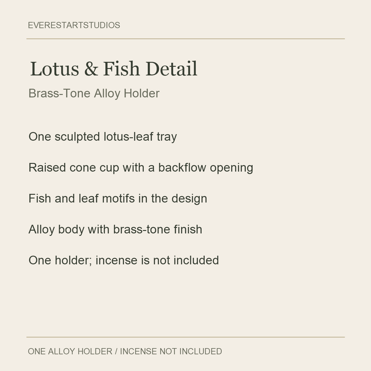 Lotus & Fish Alloy Backflow Holder — Lotus & Fish Detail