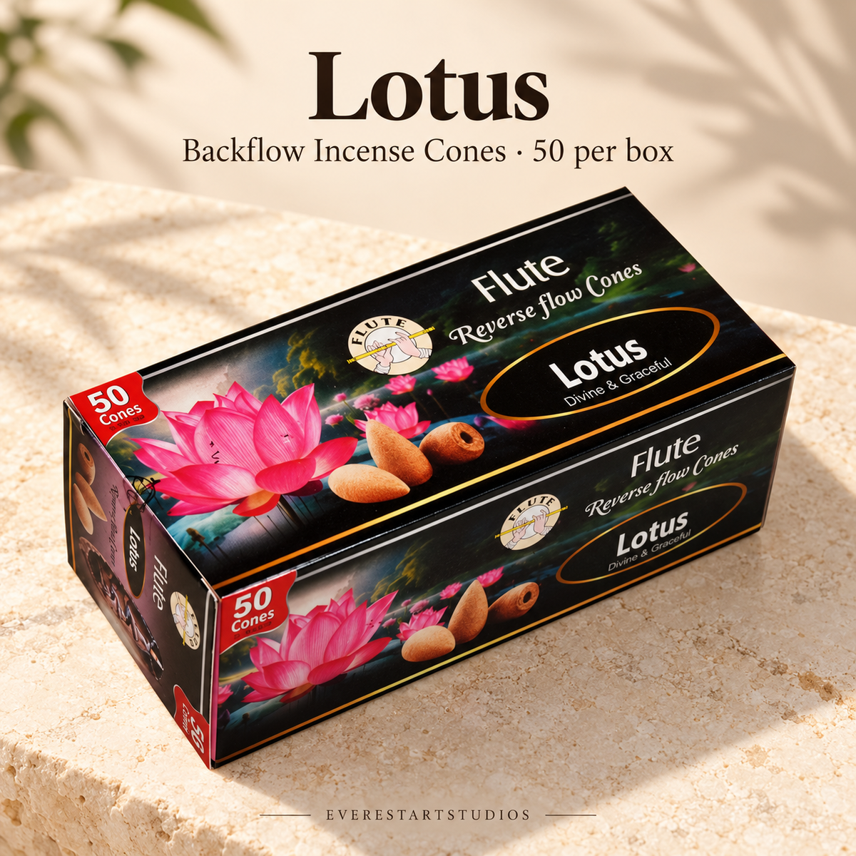 FLUTE Lotus backflow incense cones, one 50-cone box