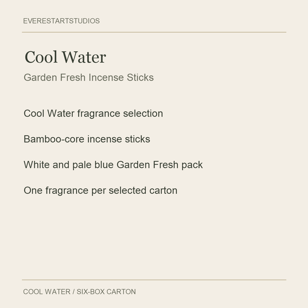 Garden Fresh Cool Water Incense Sticks — Cool Water