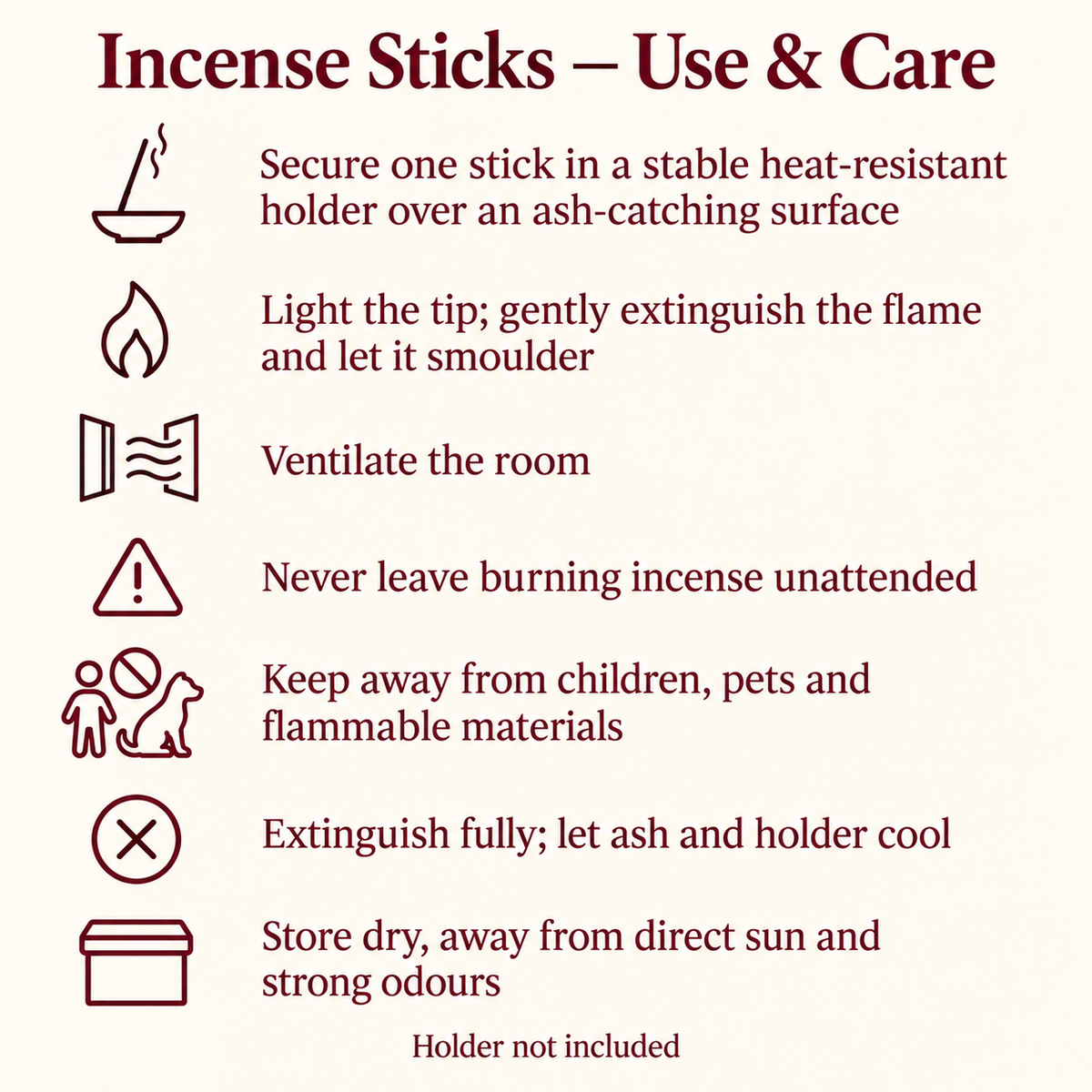 Flute Suerte Rapida — incense stick use and care