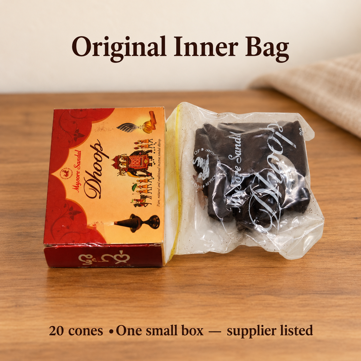 Mysore Sandal Dhoop box and original clear inner bag