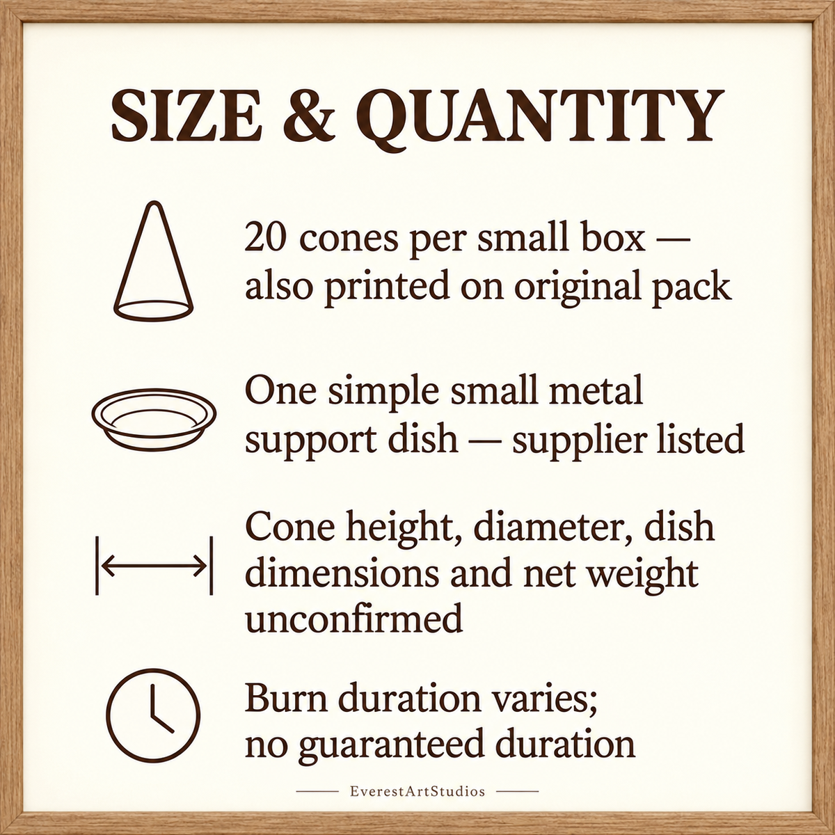 Supplier-listed dimensions and package quantity
