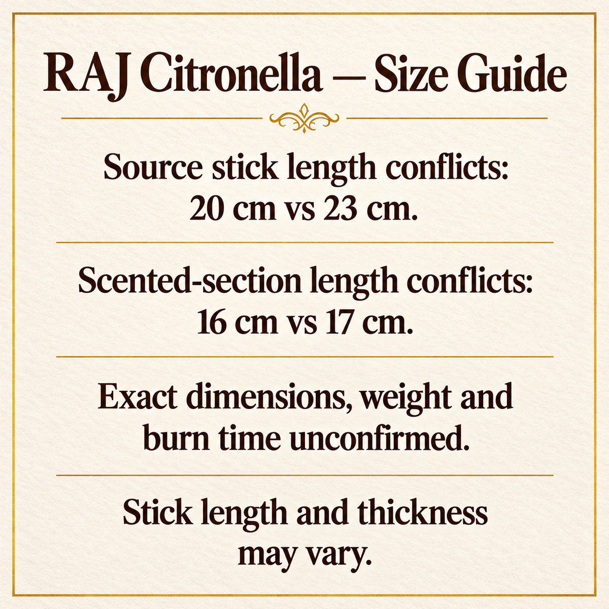 TB9324078226 | RAJ Citronella — Size Guide | 
