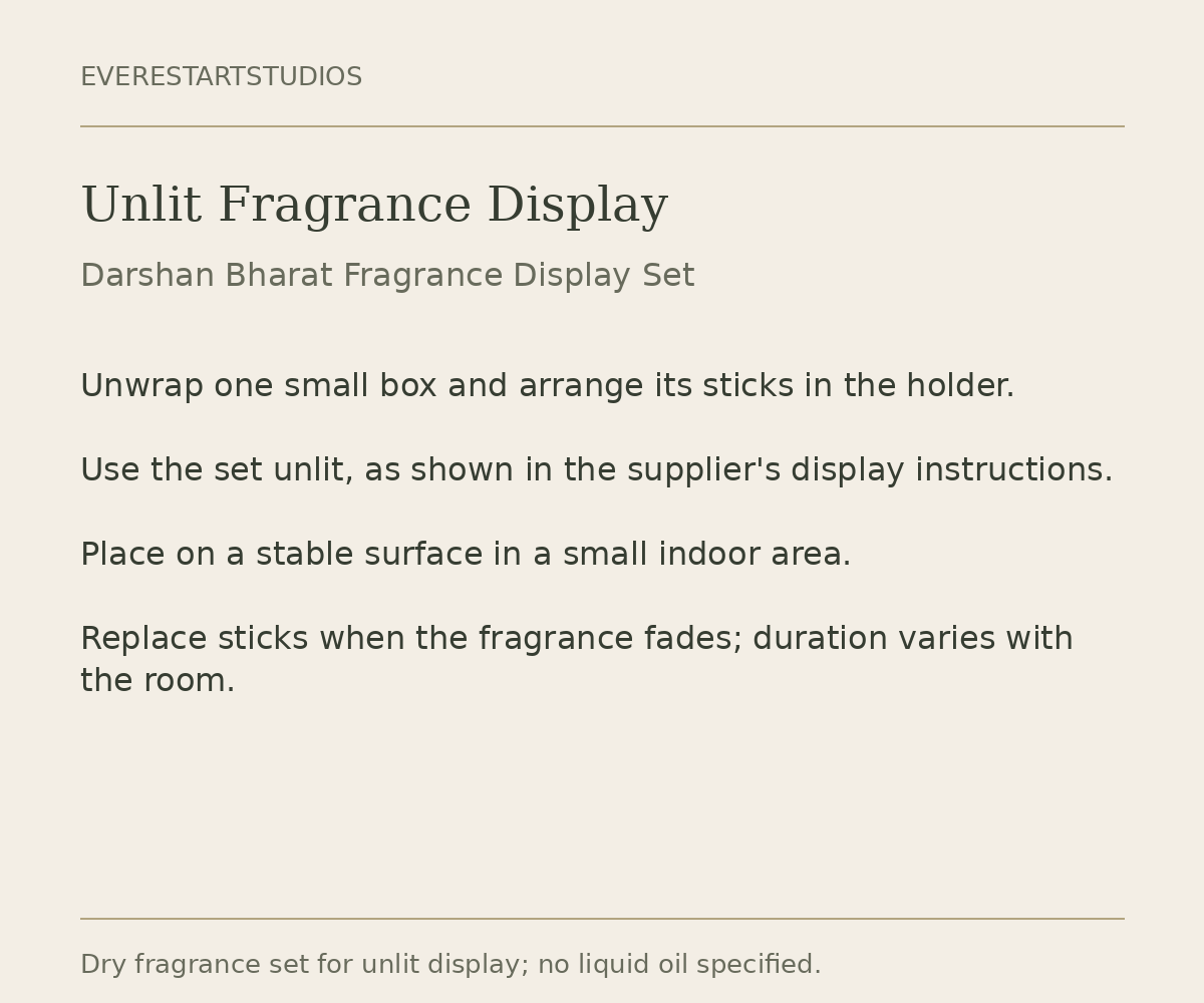 Darshan Bharat unlit fragrance set use information