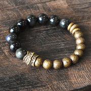 EverestArtstudios Rainbow Obsidian Copper Bead Positive Transformation Bracelet