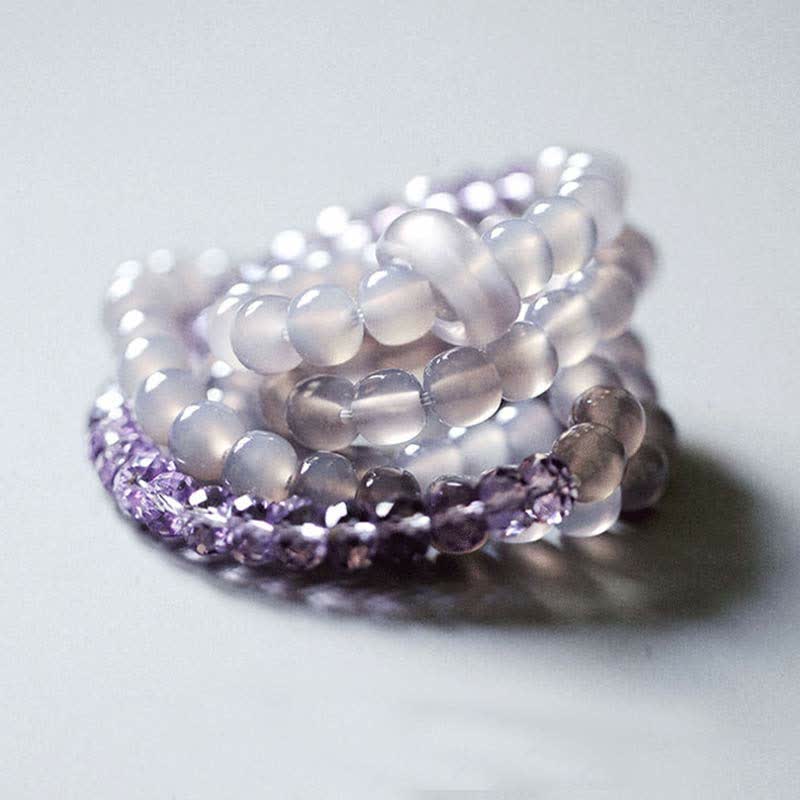 EverestArtstudios Natural Amethyst Crystal Meditation Healing Bracelet