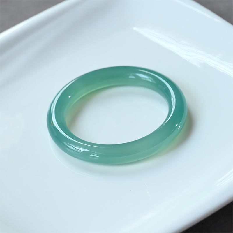 EverestArtstudios Natural Green Chalcedony Strength Bangle Bracelet
