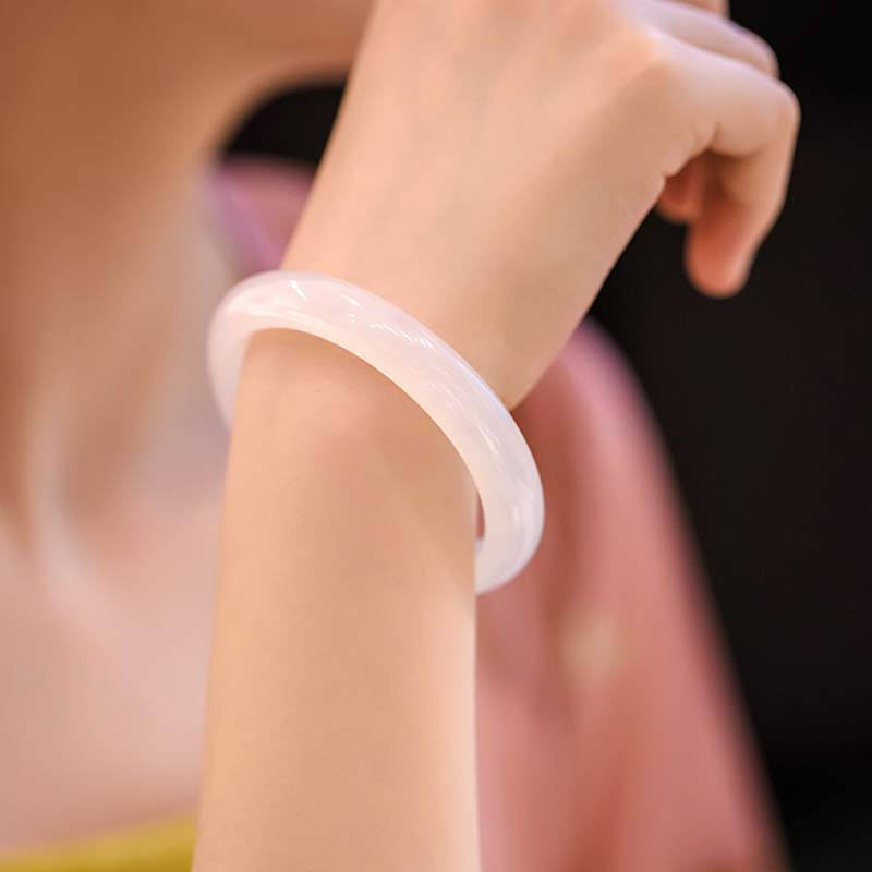 EverestArtstudios Natural Chalcedony Harmony Positive Bracelet Bangle